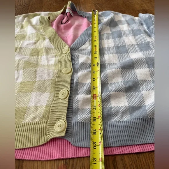 Stradivarius Gingham Cropped Oversized Colorful Tik Tok Famous Cardigan Sweater - Picture 7 of 9